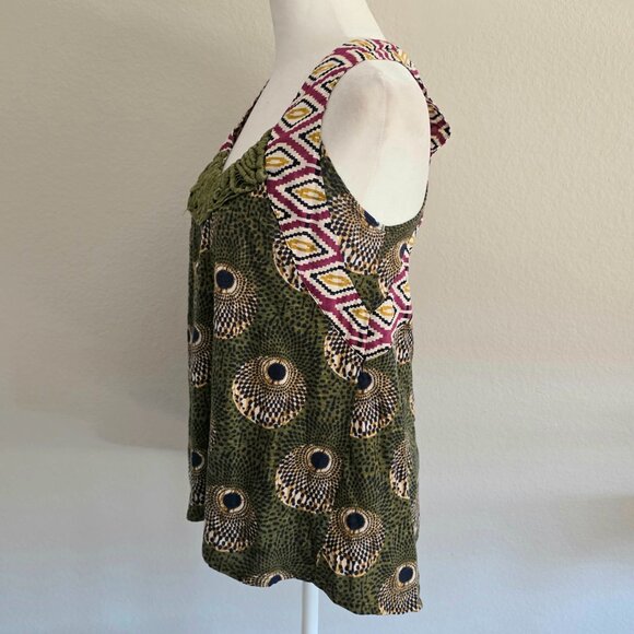 fei Anthropologie Top Tank Sleeveless African Tribal Abstract Macrame Size M S - Picture 3 of 8